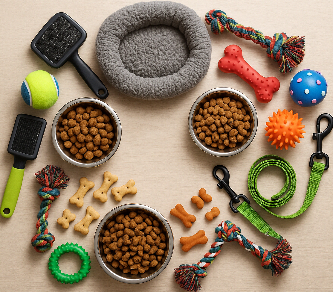 circle photo of pet supplies